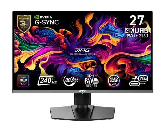 MSI MPG 272URX QD-OLED 電競顯示器 [27Inch/ 量子點/ 4K/ 240Hz/ 0.03ms/ DP2.1/ HDR400])