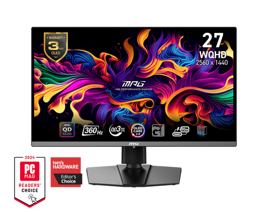 MSI MPG 271QRX QD-OLED 電競顯示器[27Inch/ 量子點/2K/ 360Hz/ 0.03ms/ HDR400]