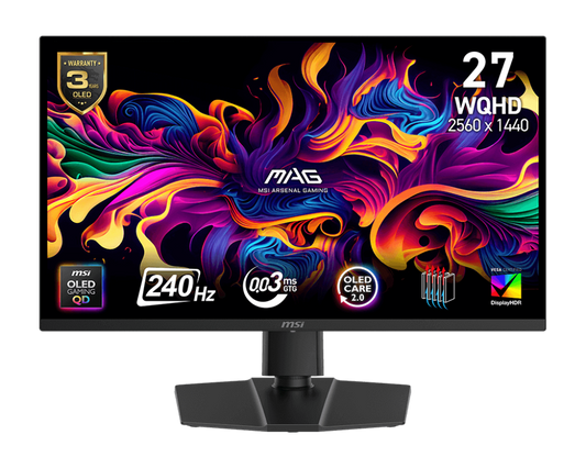 MSI MAG 273QP QD-OLED X24 電競顯示器[27Inch/ 量子點/2K/ 240Hz/ 0.03ms/ HDR400]