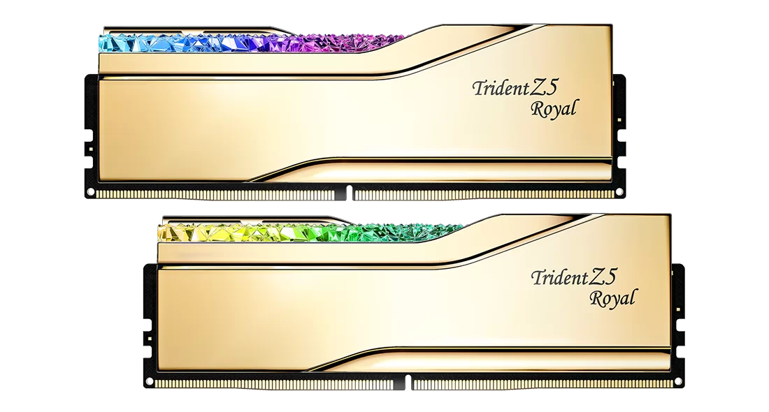 Gskill Trident Z5 Royal RGB Heatsink (6400mhz/7200mhz/8000mhz/8400mhz) (Gold/Silver)