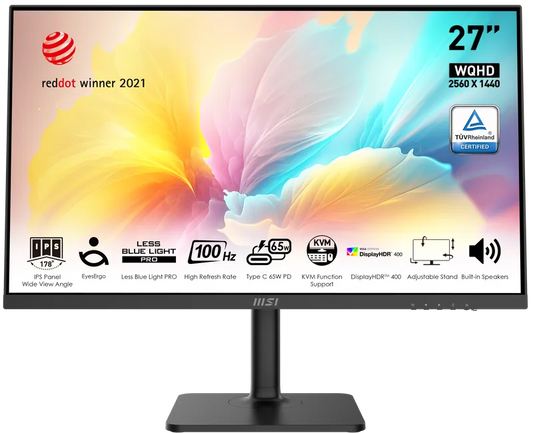 MSI Modern MD272QXP
27" WQHD 100Hz with built-in speaker 
可90度旋轉 / 可調升降