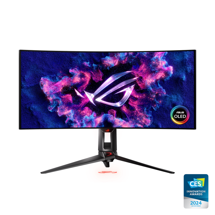 ASUS ROG Swift PG34WCDM 34 吋 (33.9 吋可視，3440 x 1440) 800R 曲面 OLED 面板、240 Hz、0.03 ms(GTG) 反應時間、G-SYNC® 相容、特製散熱技術、均勻亮度、ROG Smart KVM、90 W Type-C® 及 ASUS DisplayWidget Center