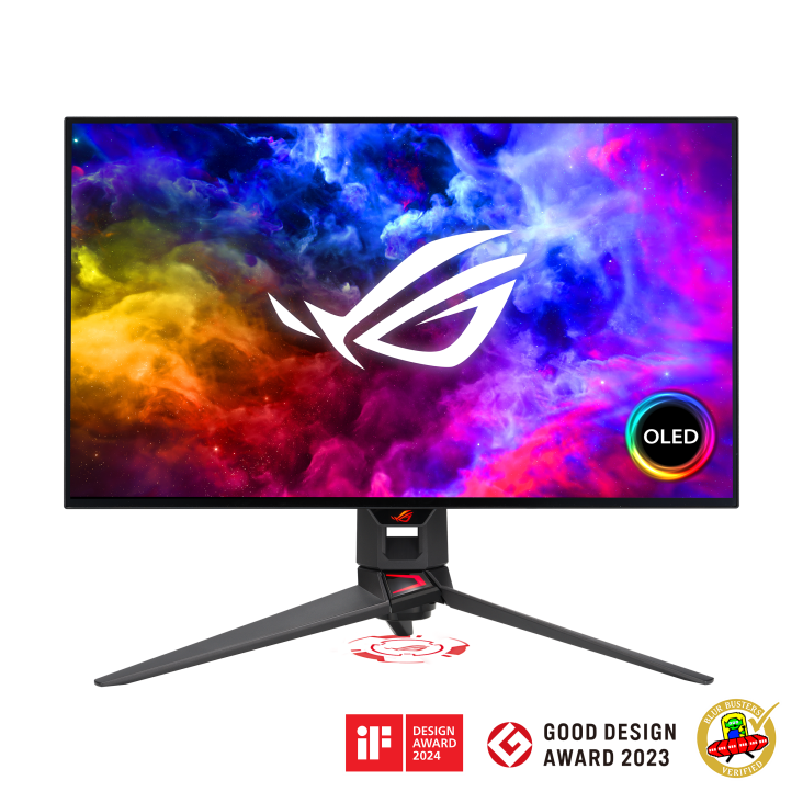 ASUS ROG Swift PG27AQDM 27 吋 (26.5 吋可視) QHD (2560 x 1440) OLED 面板、240 Hz、0.03 ms GTG 反應時間、G-SYNC® 相容、抗眩光微細紋理塗層、特製散熱技術、智慧電壓最佳化、均勻亮度設定、99% DCI-P3、真 10 位元色彩、DisplayWidget Center 及 DisplayPort™ 1.4