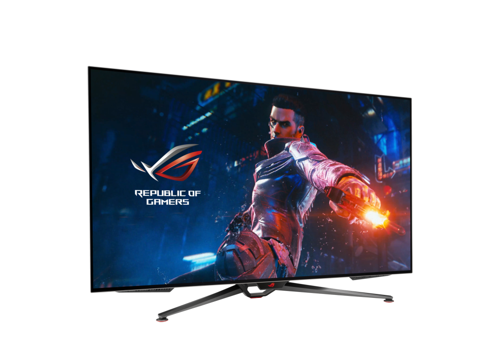 ASUS ROG Swift PG48UQ 47.5 吋 4K、OLED、138Hz (超頻)、0.1 ms (GTG)、G-SYNC® 相容、抗眩光微細紋理塗層、自訂散熱器、均勻亮度、98% DCI-P3、真 10 位元、HDMI® 2.1、DisplayPort™ 1.4