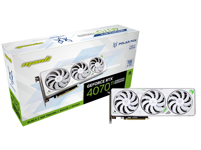 Manli Geforce RTX4070 Ti SUPER 16GB GDDR6X Triple Cooler Polar Fox series