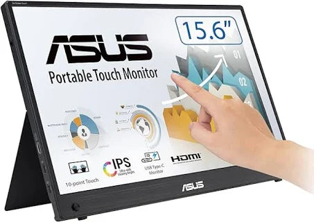 ASUS ZenScreen MB16AHT 15.6-inch FHD (1920 x 1080), IPS, 10-point touch, Mini-HDMI, ergo kickstand, tripod socket, ASUS Flicker Free and Low Blue Light technologies