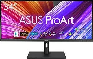 ASUS ProArt PA348CGV 34 吋、IPS、21:9、Ultra-wide QHD (3440 x 1440)、色彩準確度 ΔE < 2、Calman Verified、98% DCI-P3、USB-C、120Hz、FreeSync Premium Pro、人體工學支架